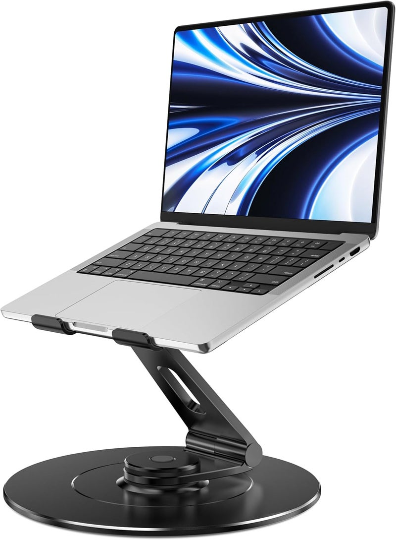 LOXP Ultra-Stable Laptop Stand for Desk with Larger Base, Desktop Organizer, Military-Grade Aluminum Anti-Loosening Structure - Height Adjustable Laptop Suitable for 10-17.3 inch - Image 1